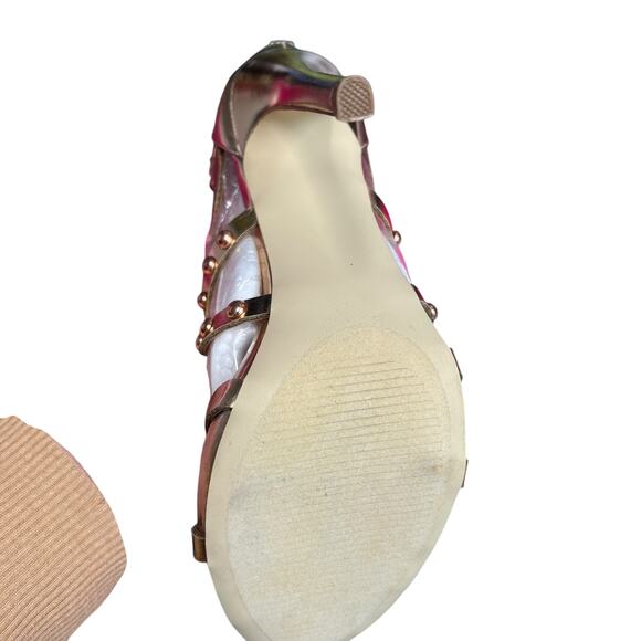 Shoedazzle Strappy Heels Size 5.5 Rose Gold Fairy Princess Party Wedding Guest - Picture 7 of 8